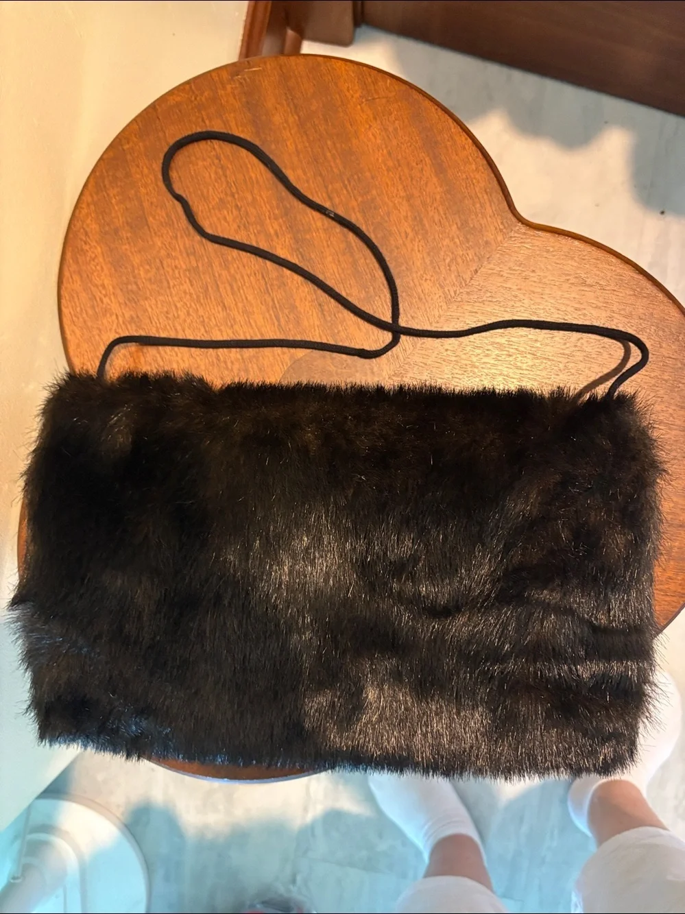 Hand Warmer  Muff   Faux fur Around the neck string keeper Brown black  adult
